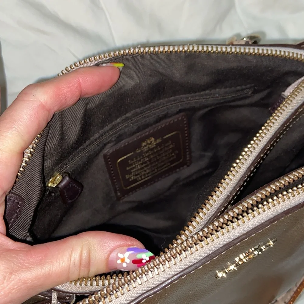 Coach Mini Christie metallic with snake embossed satchel strap carry all